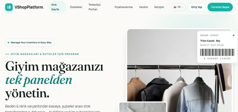 VShop Platform SaaS ekran görüntüsü